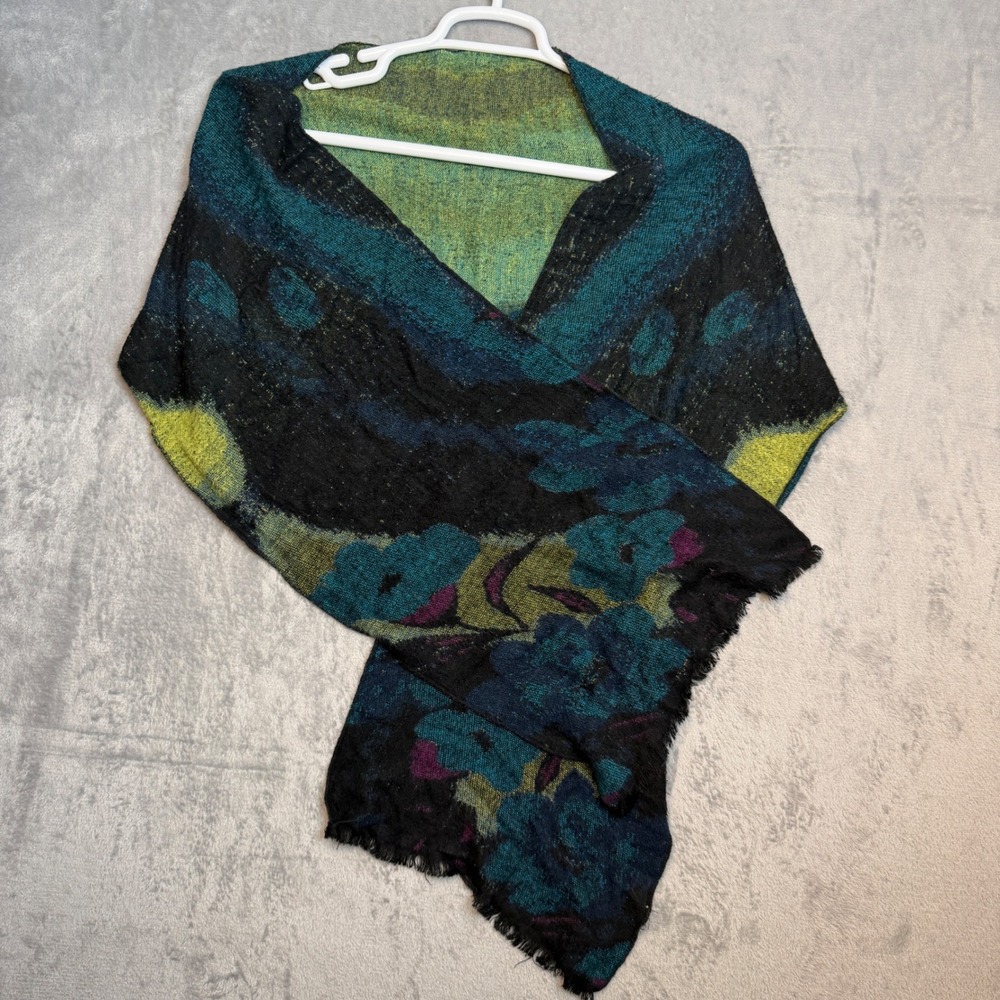 Scarf Womens 100% Cashmere Multicolor Floral Bohemian Soft Fringed Whimsigoth